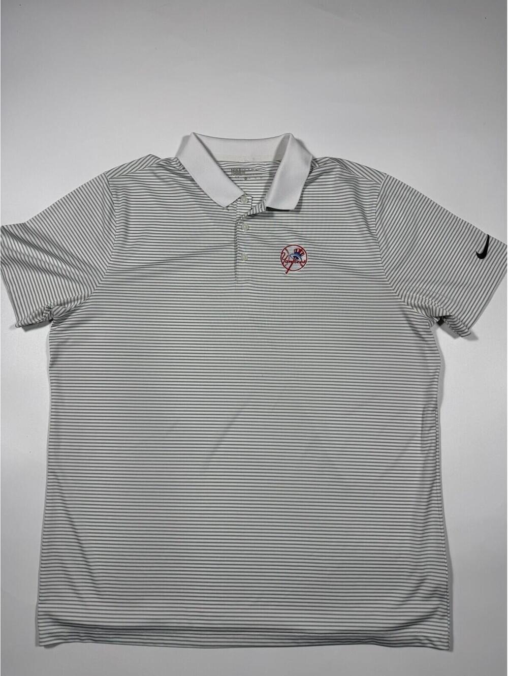 Nike Golf Dri-Fit New York Yankees Polo Shirt XL Gray Striped MLB